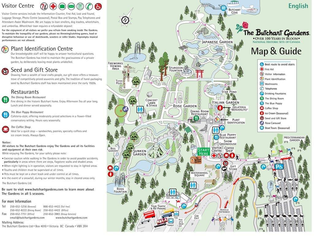 butchart gardens מפת האי ונקובר
