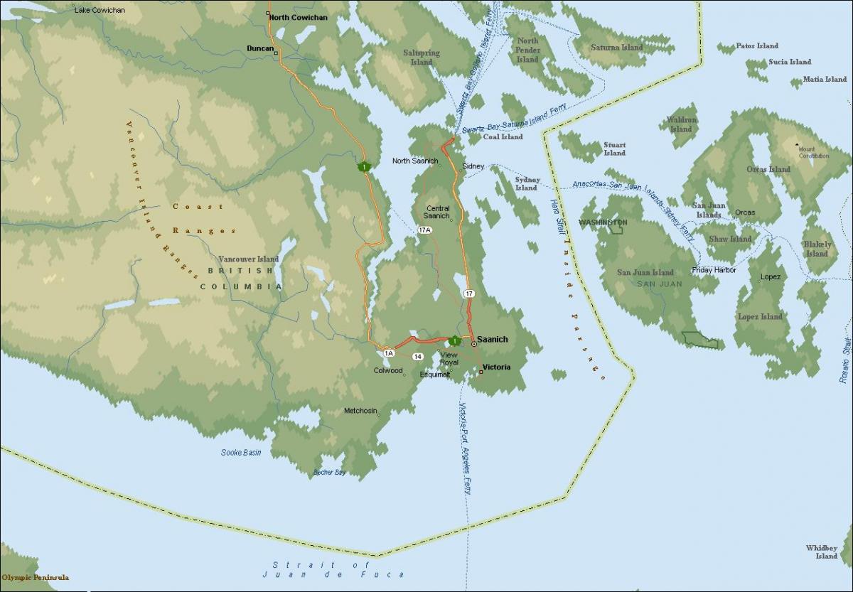 מפה של saanich ונקובר