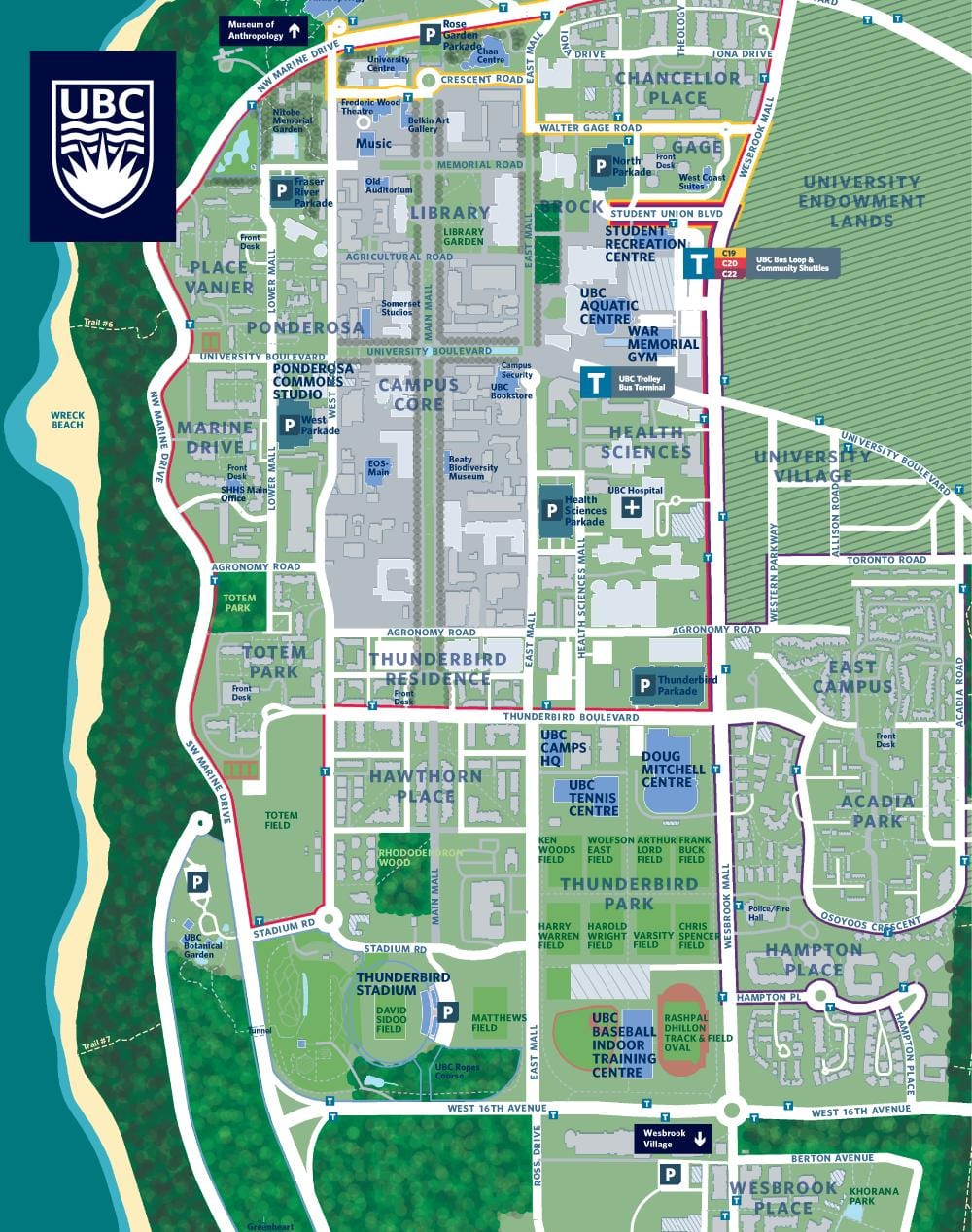 ubc ונקובר מפת הקמפוס