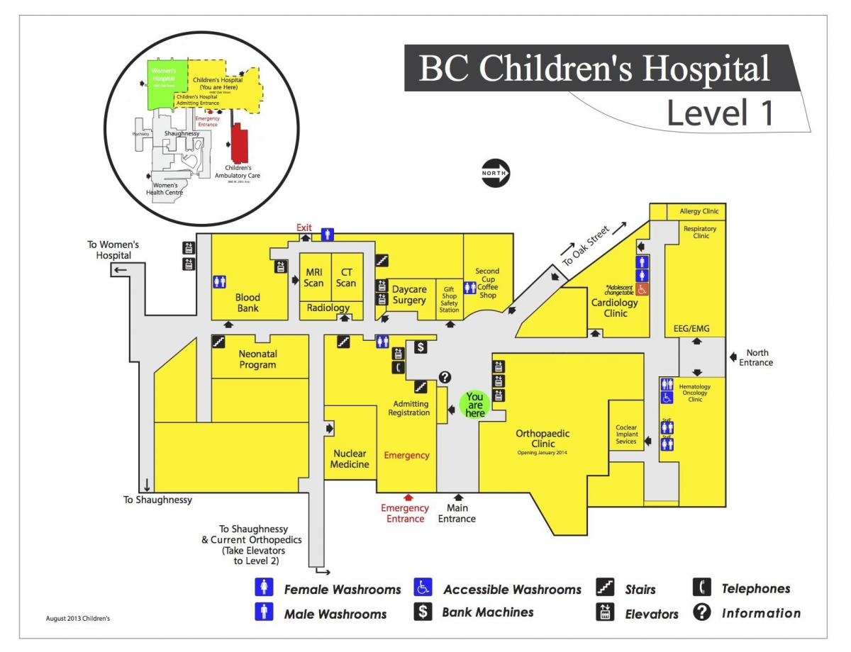 מפה של בית החולים לילדים בוונקובר