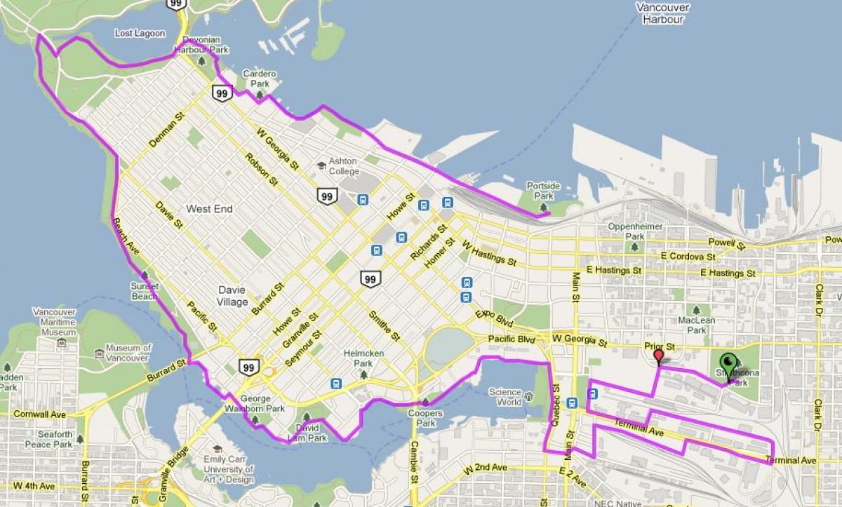 העיר של ונקובר אופניים מפה