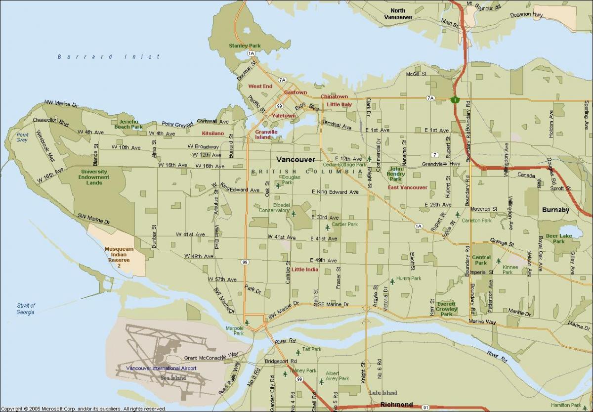 מפה של רחוב ונקובר לפנה ס, קנדה