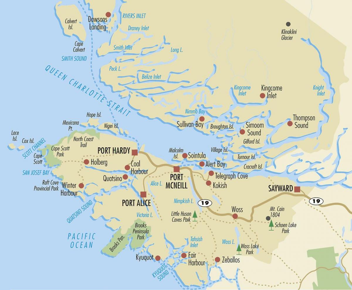 מפה של צפון האי ונקובר