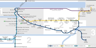 נמל התעופה skytrain ונקובר מפה