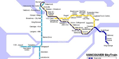 מפה של yvr skytrain