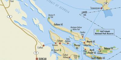 מפה של מפרץ האיים bc קנדה
