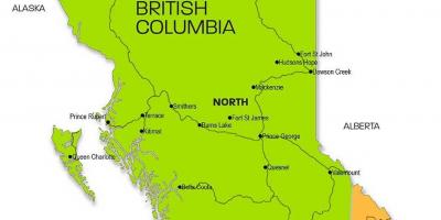 מפה של קולומביה הבריטית אזורים